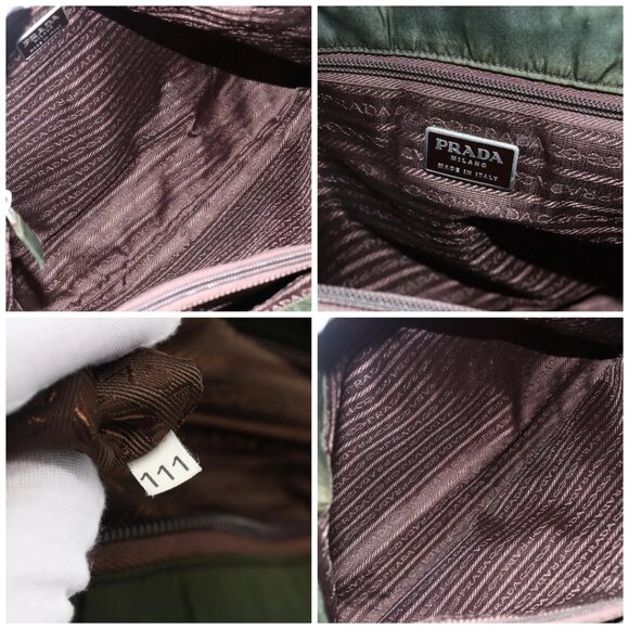 PRADA Tote Bag Nylon Khaki Silver Auth - Picture 14 of 15